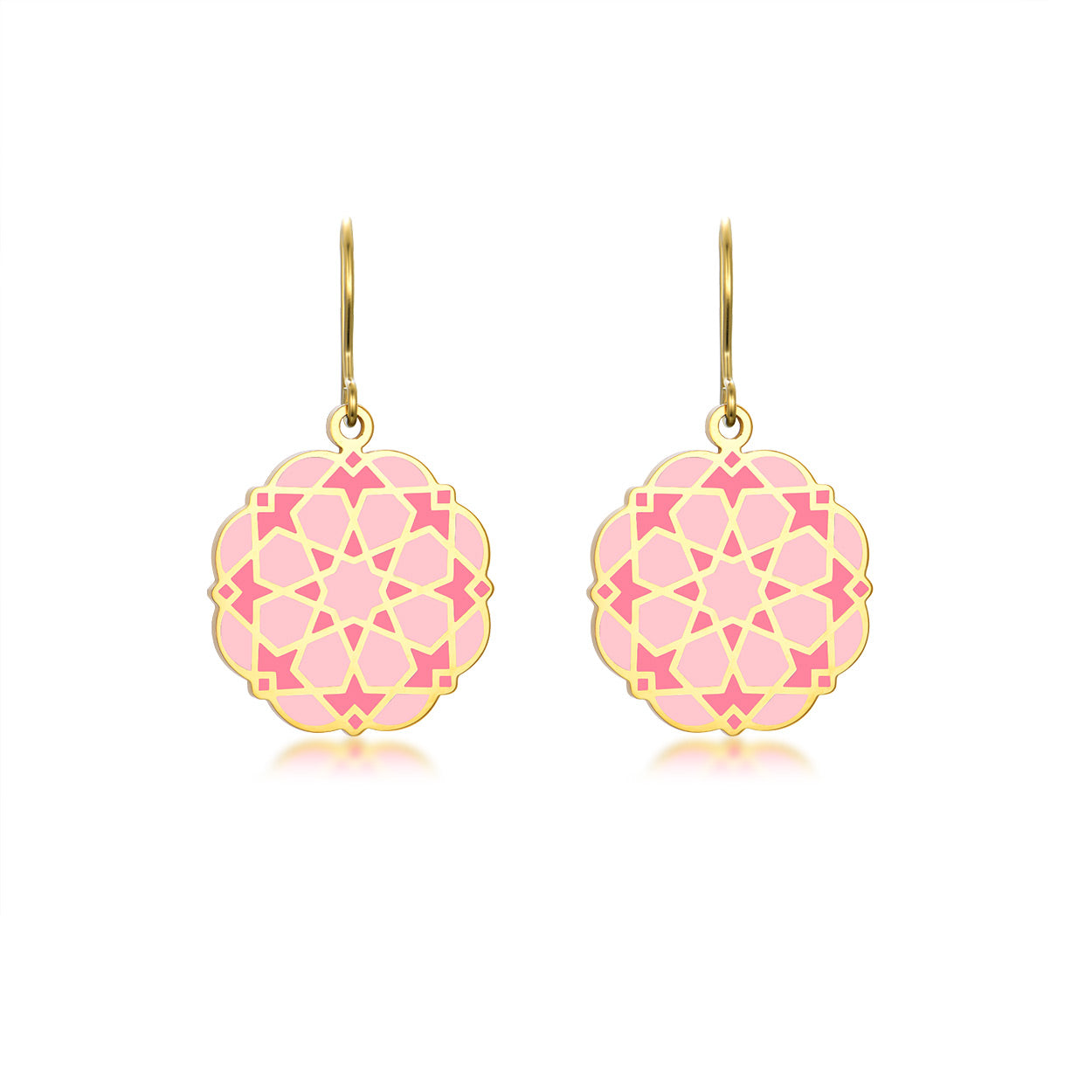 Elegant Pink Earrings with Islamic Design Elements