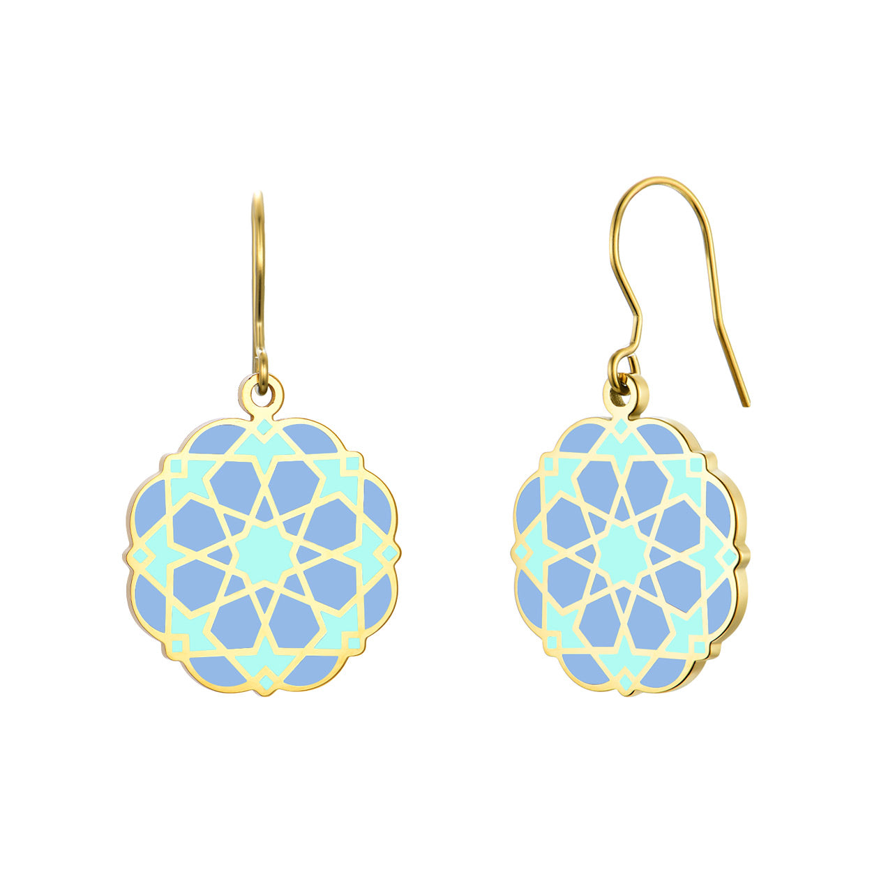 Enamel earrings inspired by islamic art