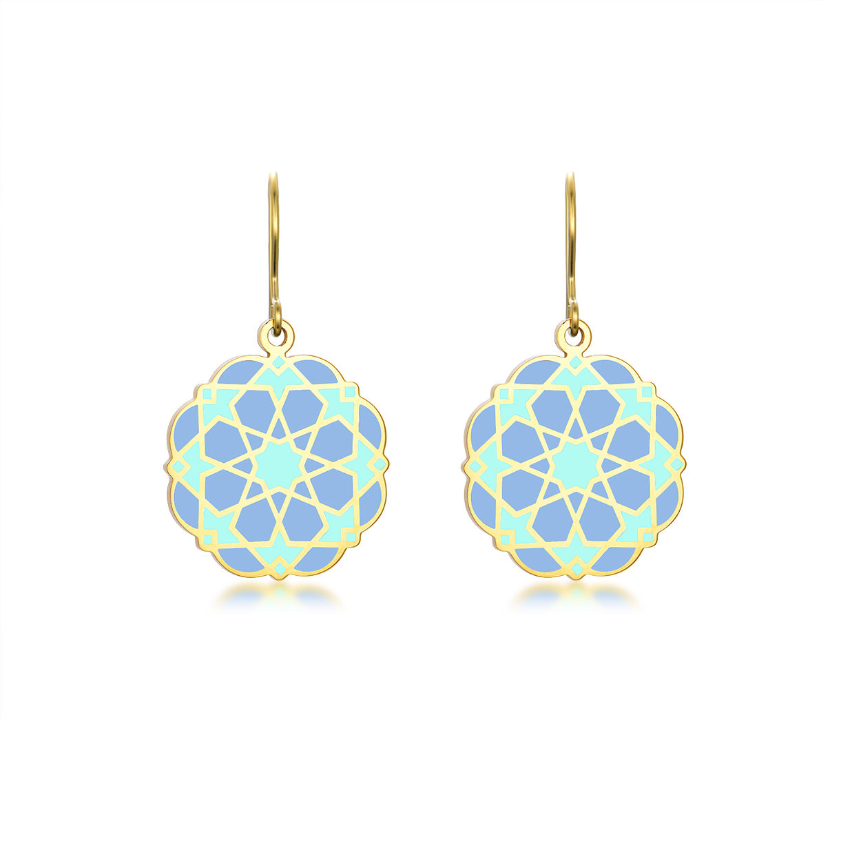 Geometric Enamel Earrings with Islamic Art Motifs