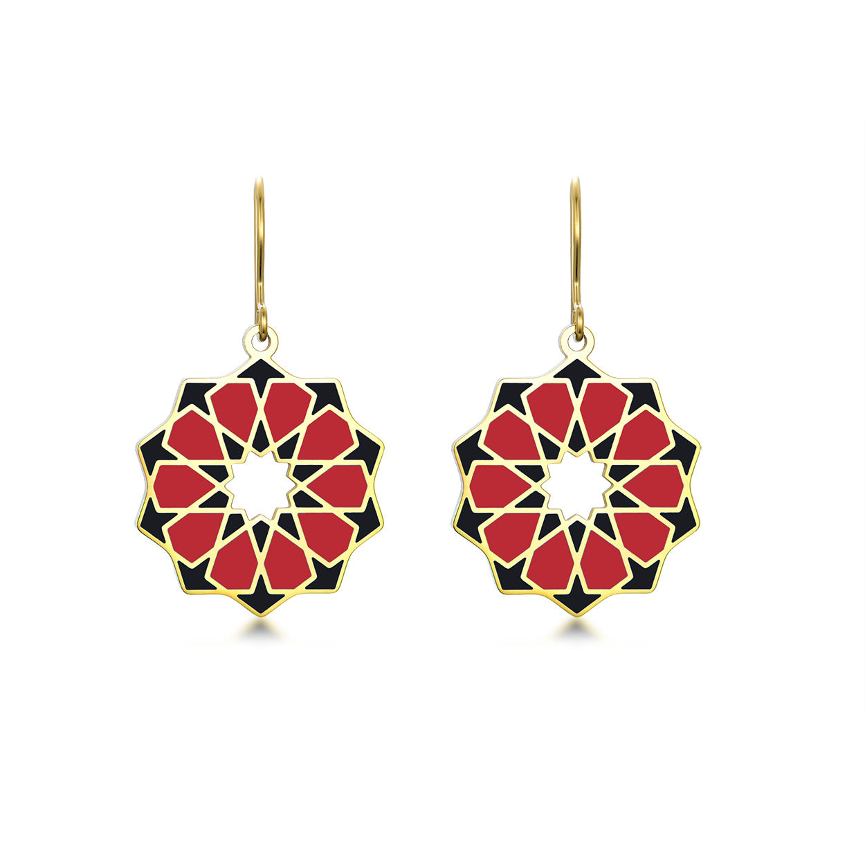 Geometric Gold Plated Dangling Earrings Siraj Red