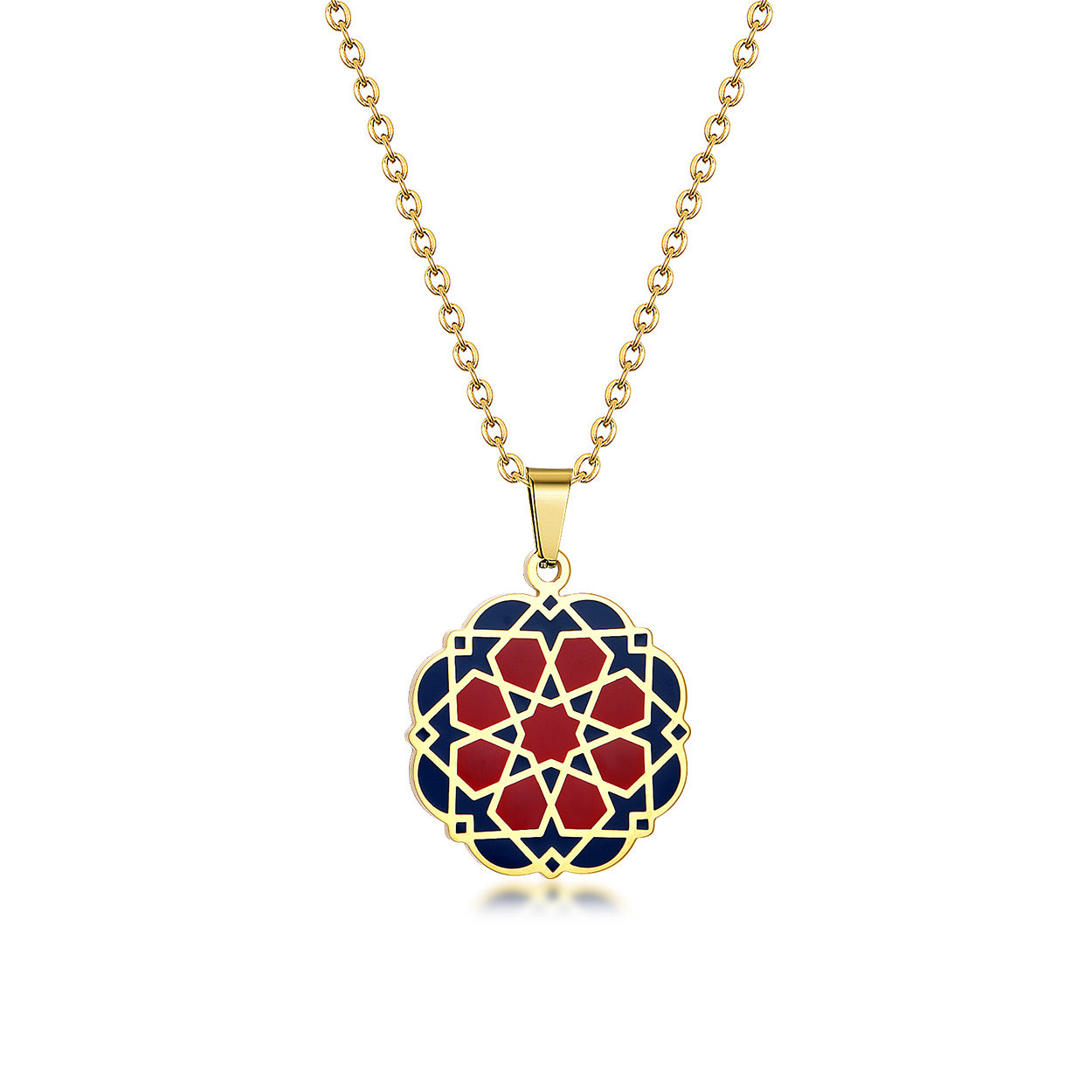 Gold Plated Geometric Necklace Nazari Burgundy