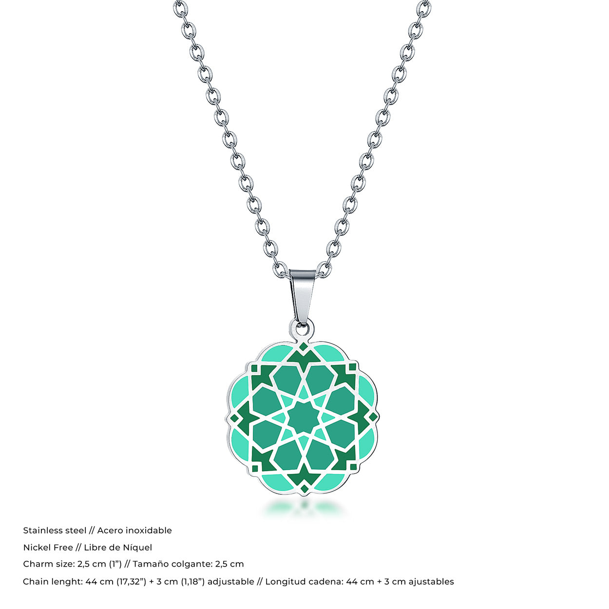 Islamic art inspired green and silver