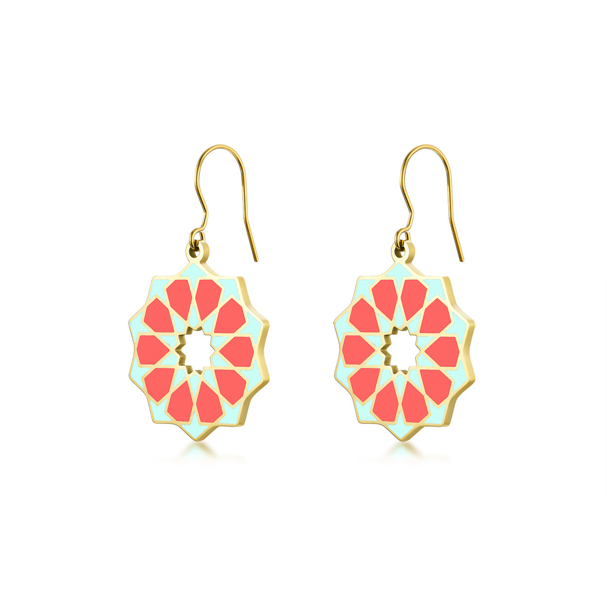 Islamic pattern inspired enamel earrings