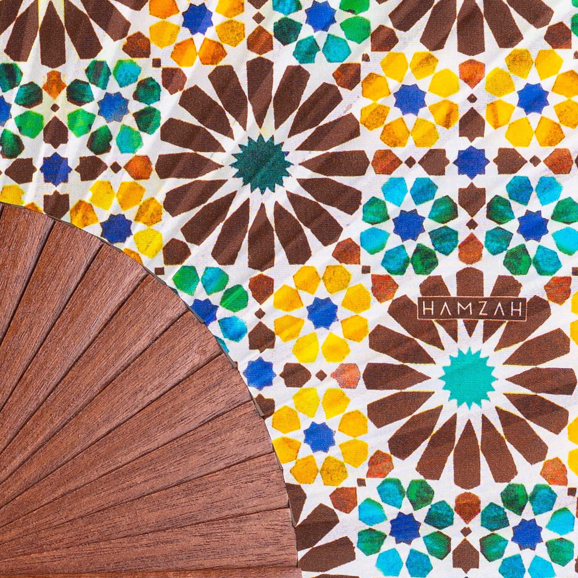 Brown & Yellow Silk Hand Fan Garnata