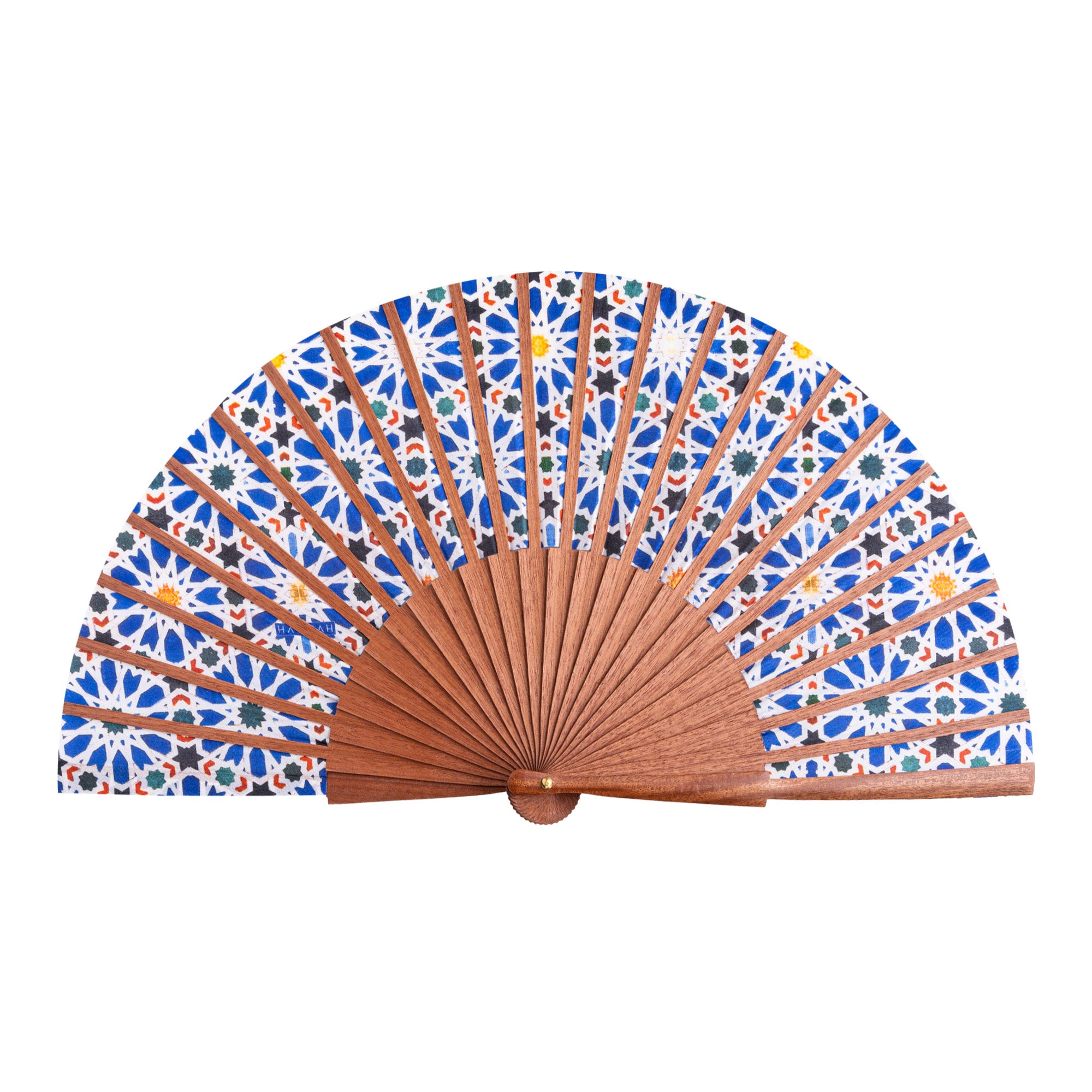 Blue and White silk fan Zellige