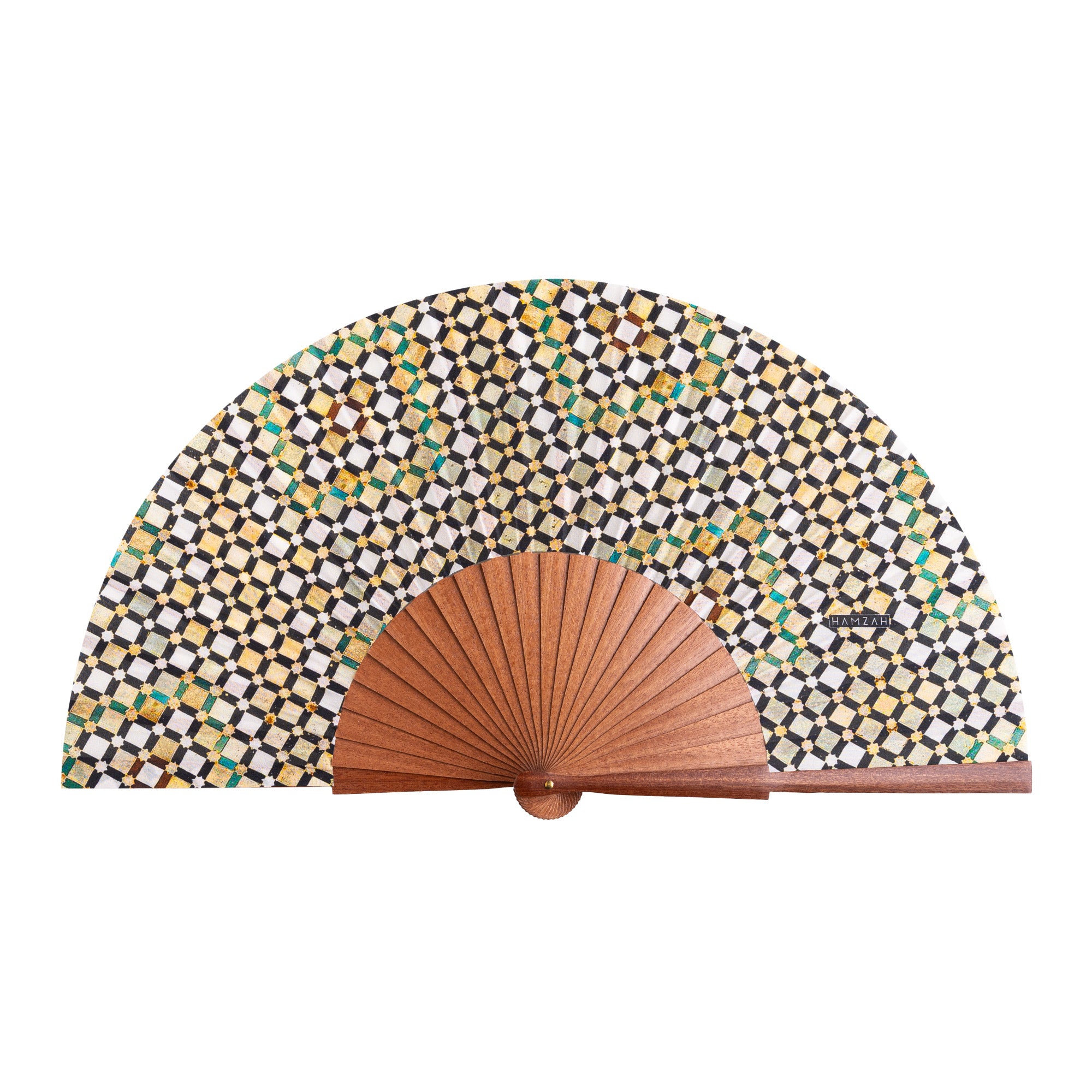 Silk folding hand fan islamic art inspired Hub