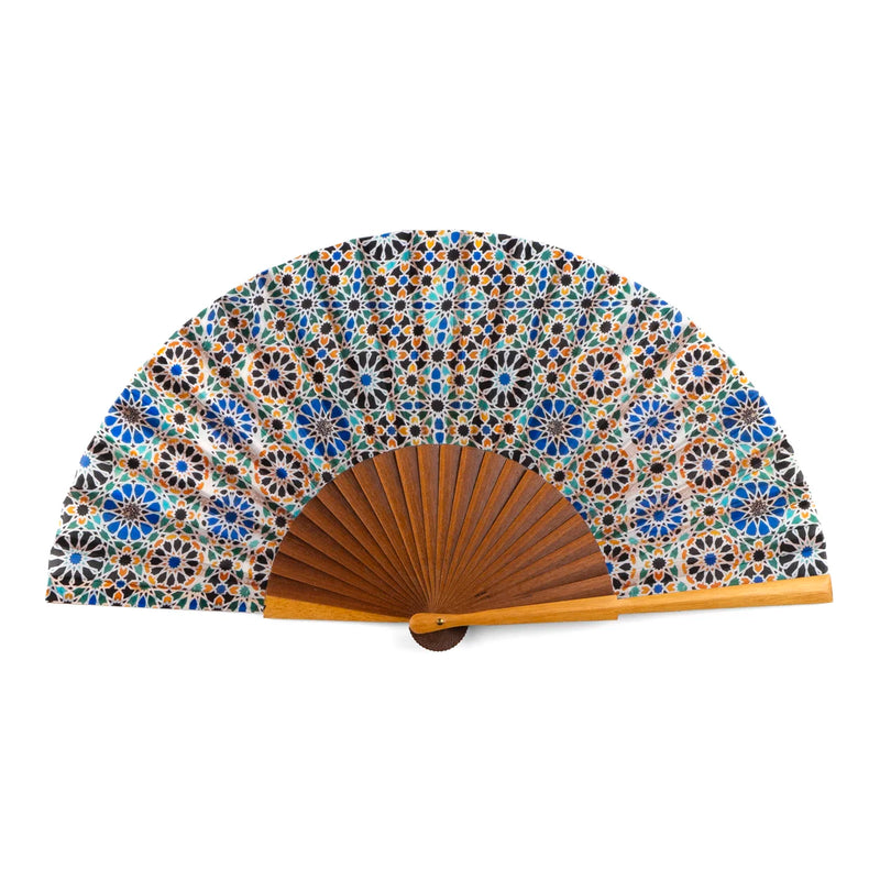 Islamic art inspired multicolor silk hand fan