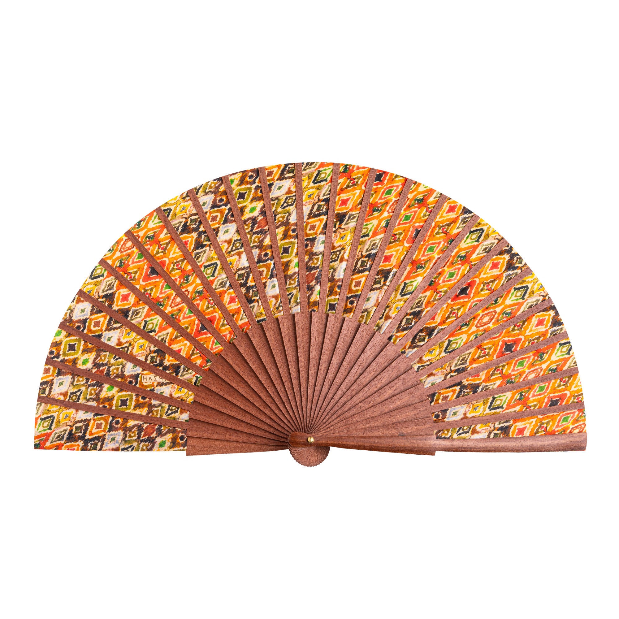 Silk Fan with Diamond Pattern – Handcrafted in Spain with Bocapi Wood
