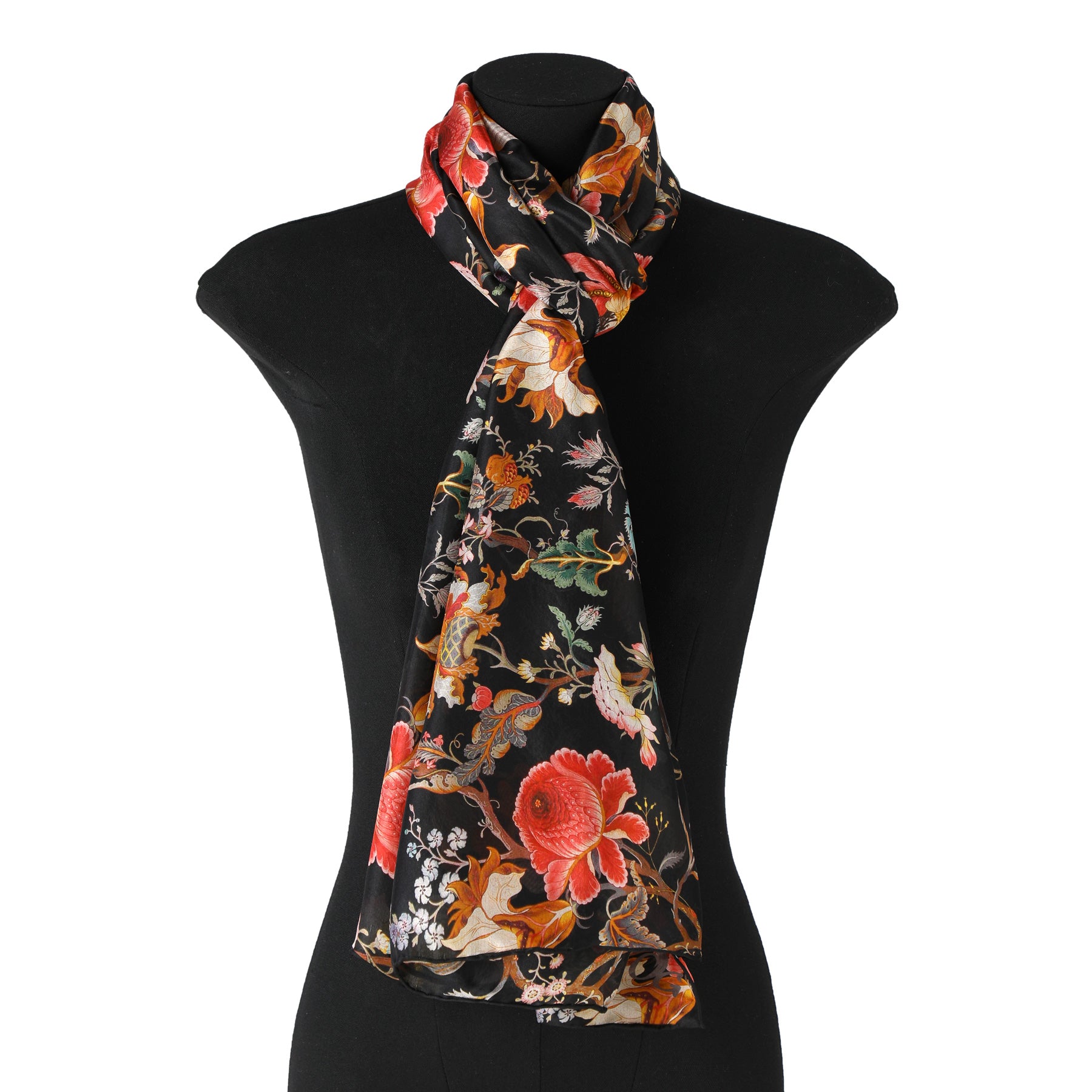 William Morris Silk Scarf Black Aubrey