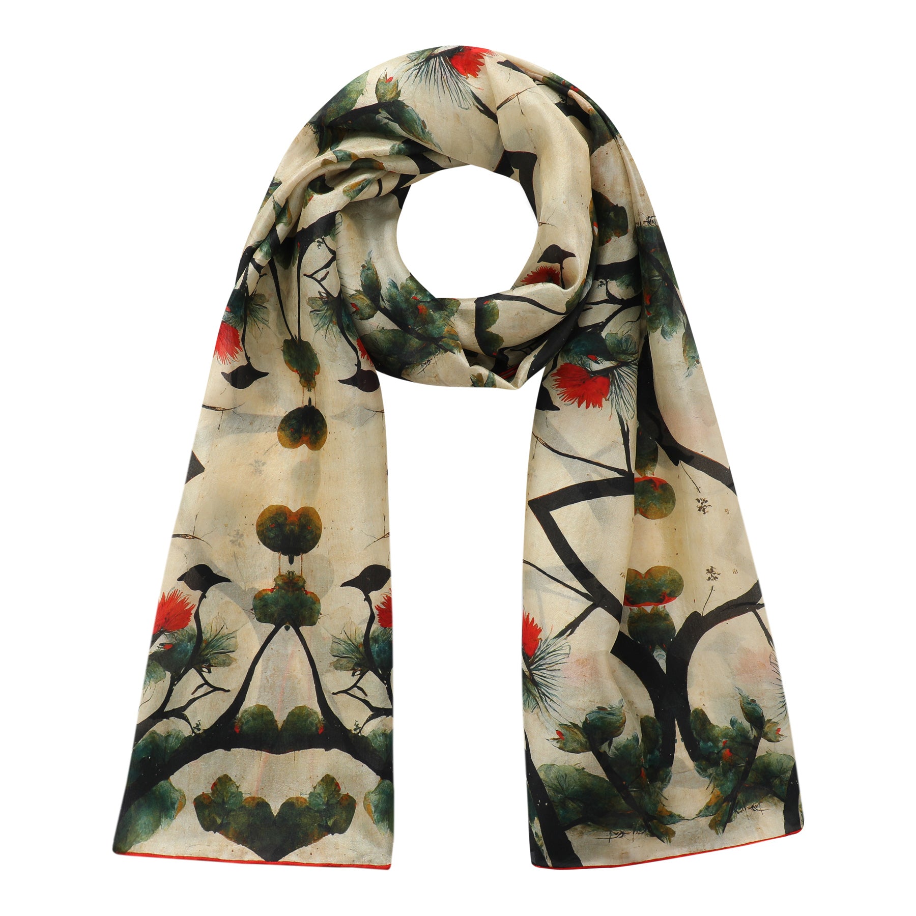 Japanese Art Scarf - 100 % Pure Habotai Silk | Munira Scarves