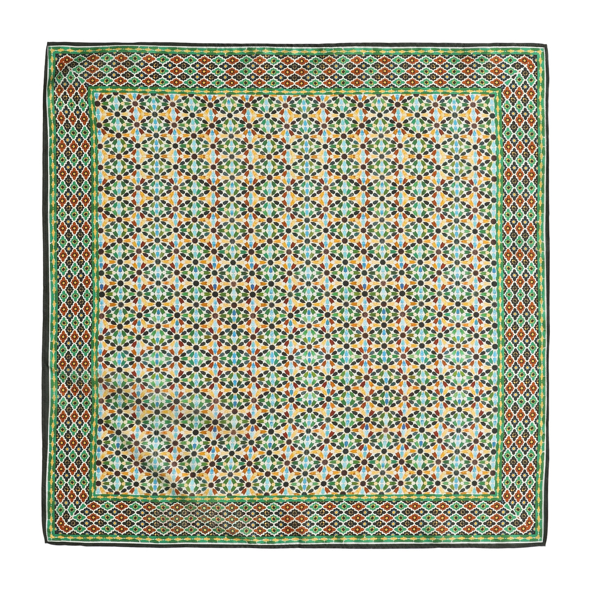 Multicolor Silk Square Scarf Naima shown flat, the full square with its border