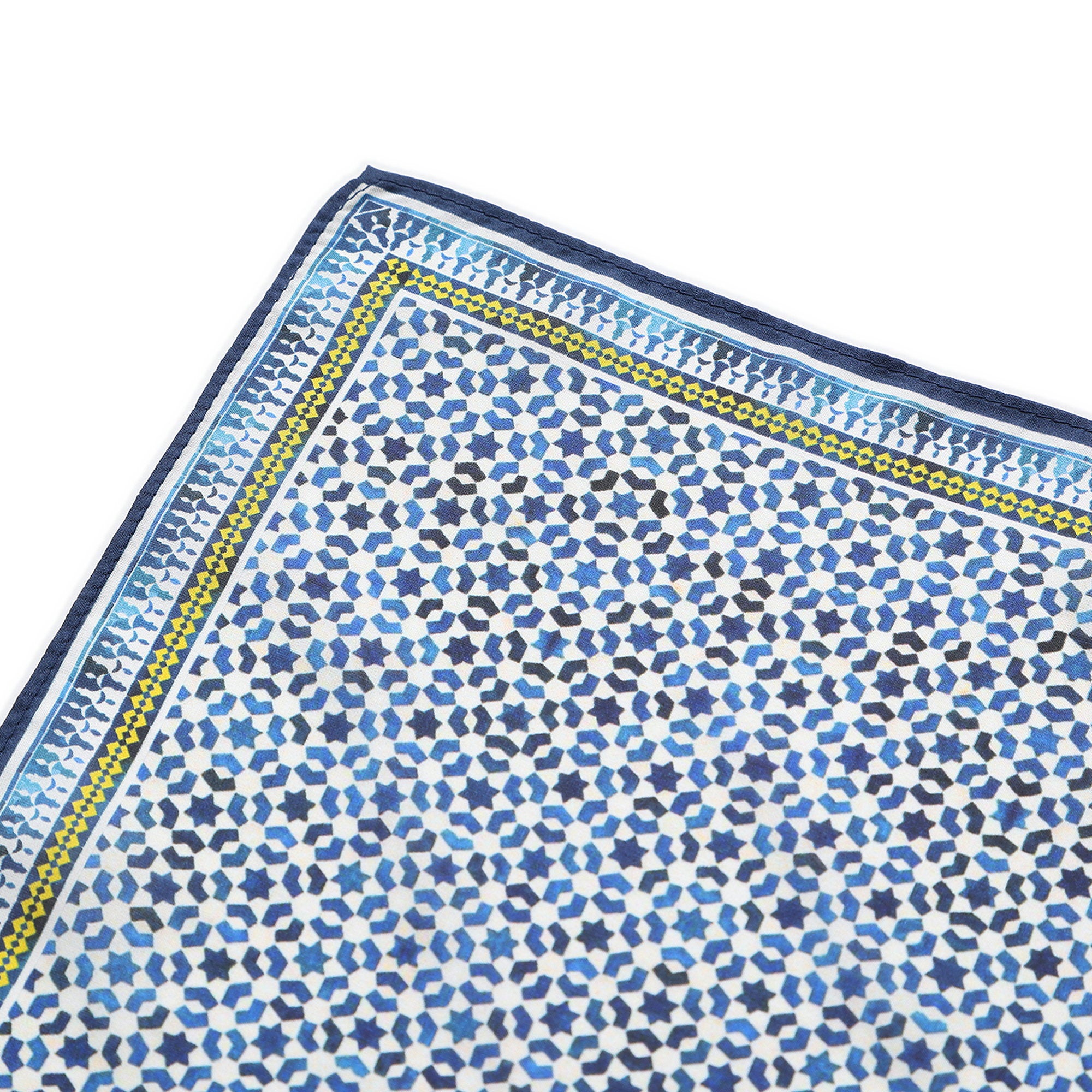 Blue Silk Square Scarf Basma draped to show how the silk falls