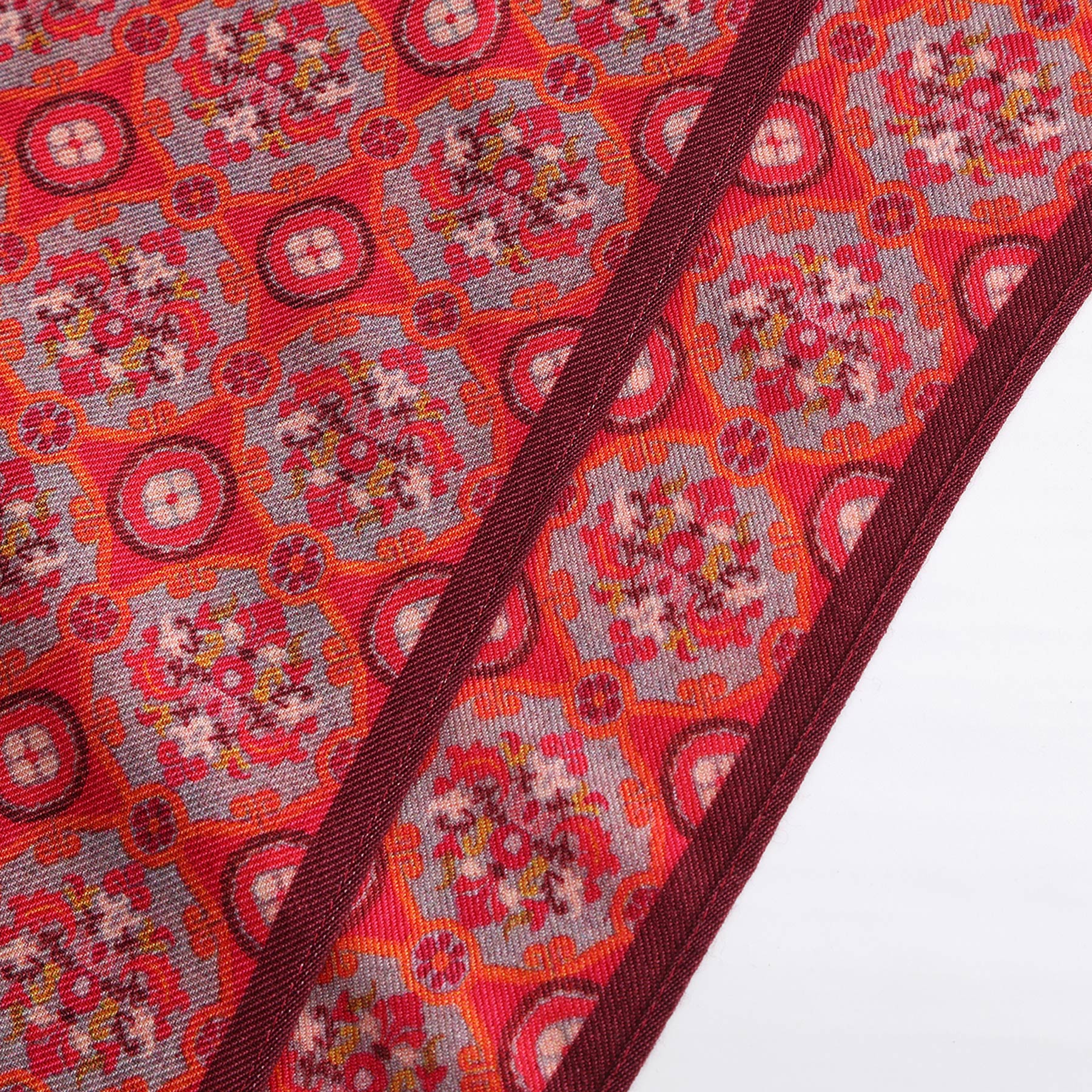 Full view of Naum silk and wool scarf showing traditional Moroccan pattern