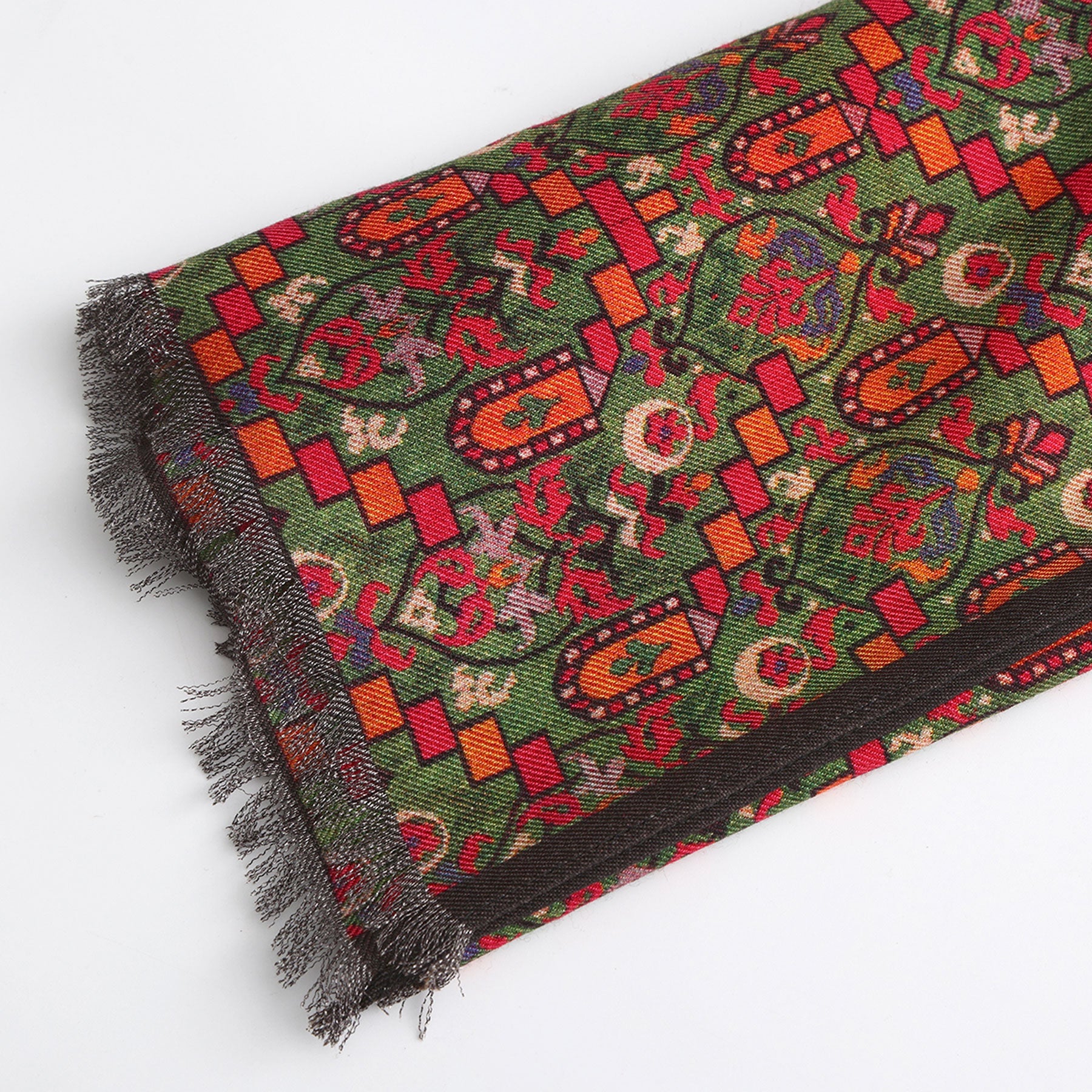 Sarab silk and wool scarf draped styling view