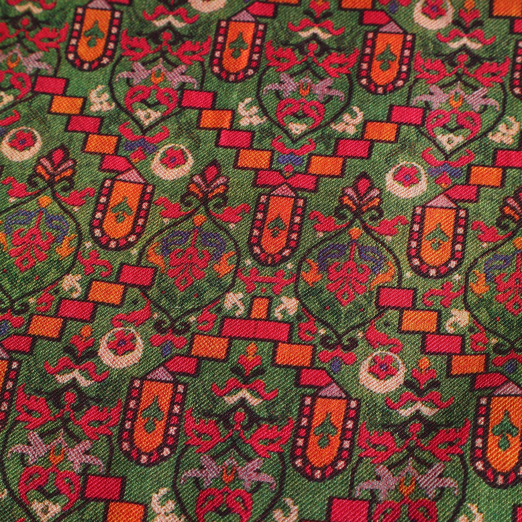 Texture detail of Sarab Moroccan heritage silk and wool scarf