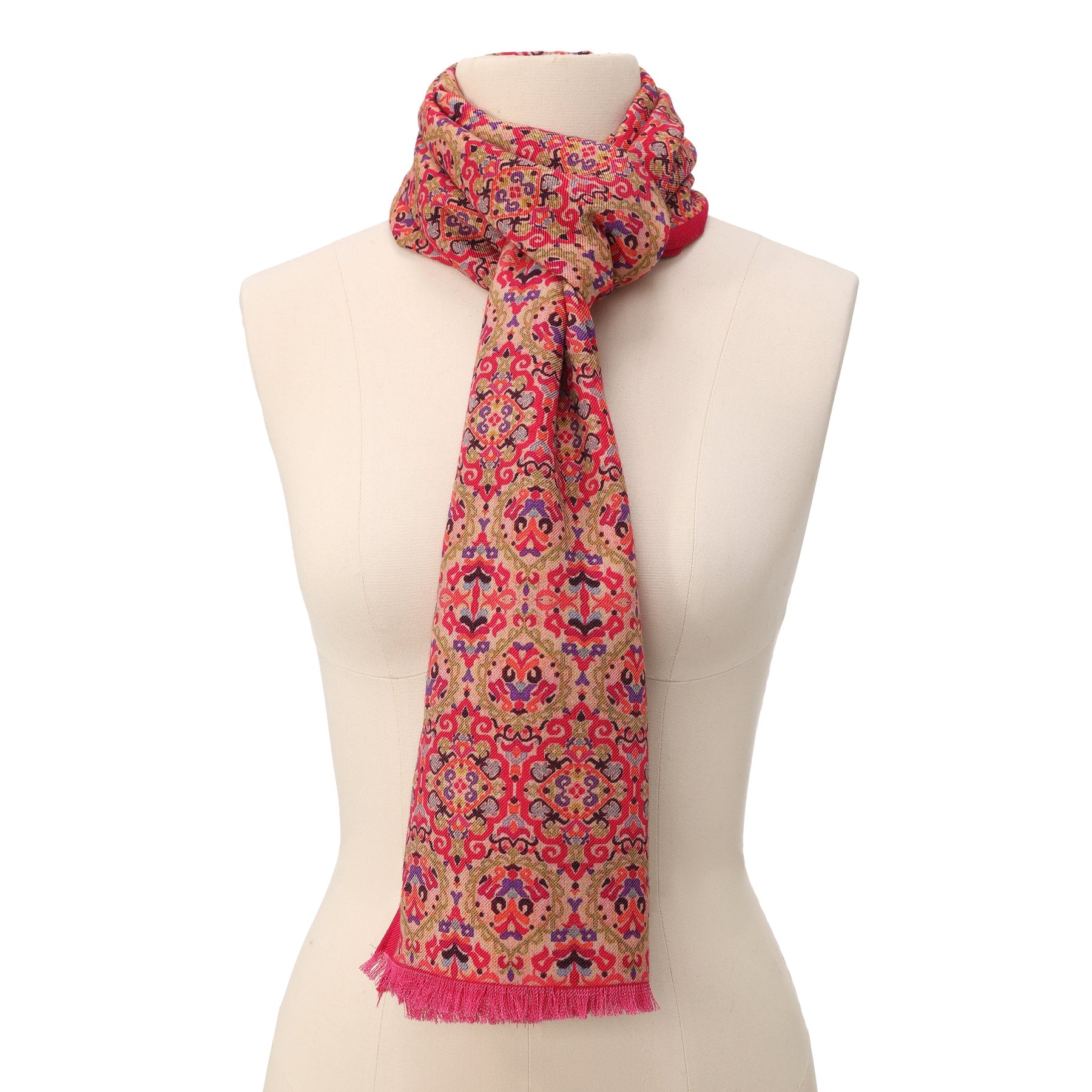 Mihrah silk and wool scarf draped styling view