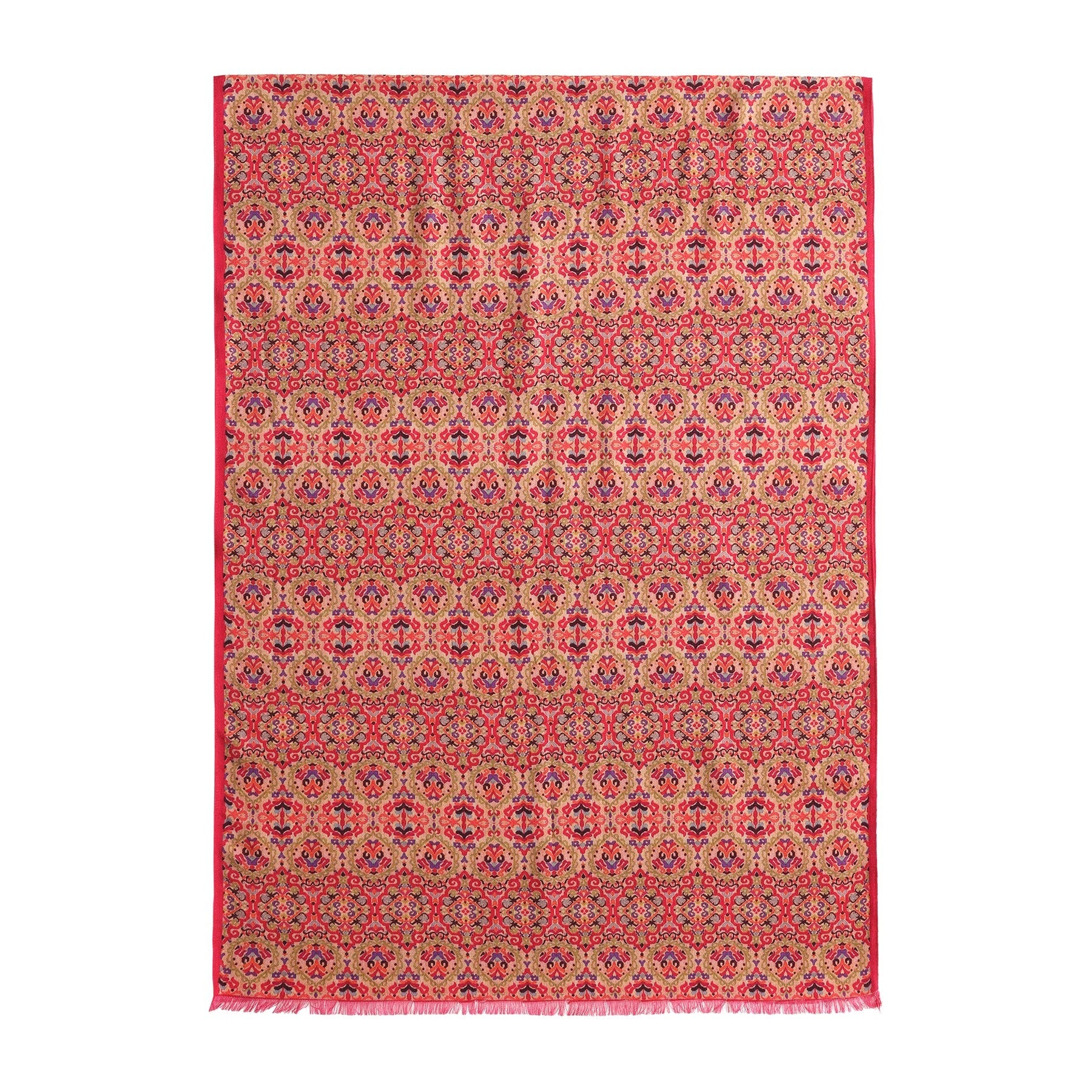 Full view of Mihrah silk and wool scarf showing traditional Moroccan pattern