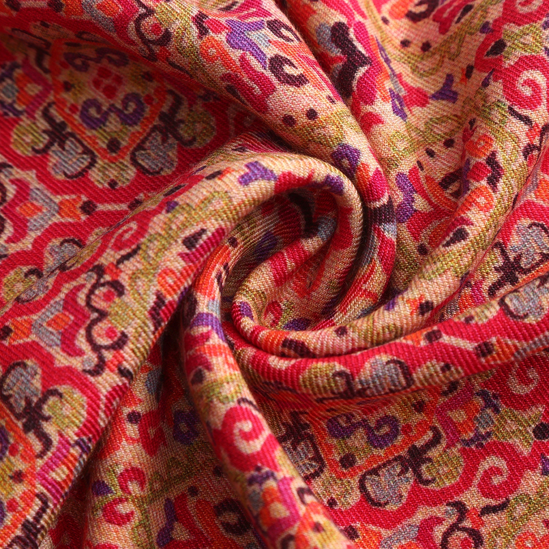 Texture detail of Mihrah Moroccan heritage silk and wool scarf