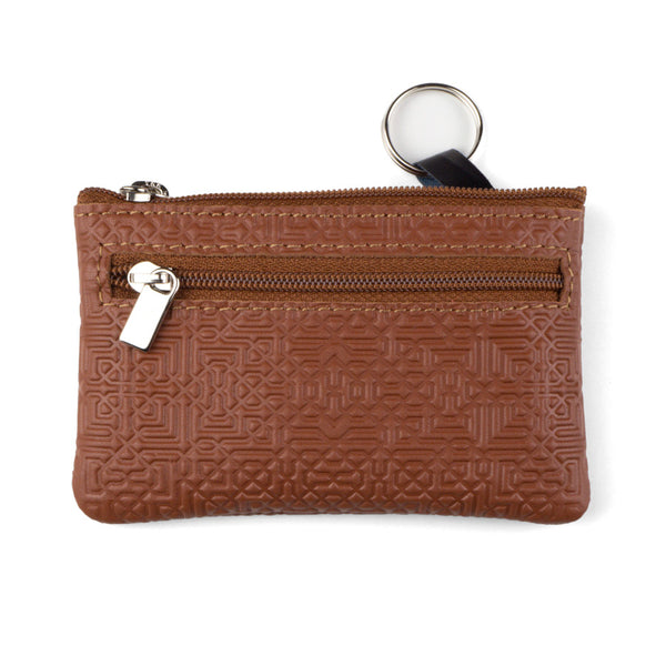 Brown Leather Coin Purse with Keychain