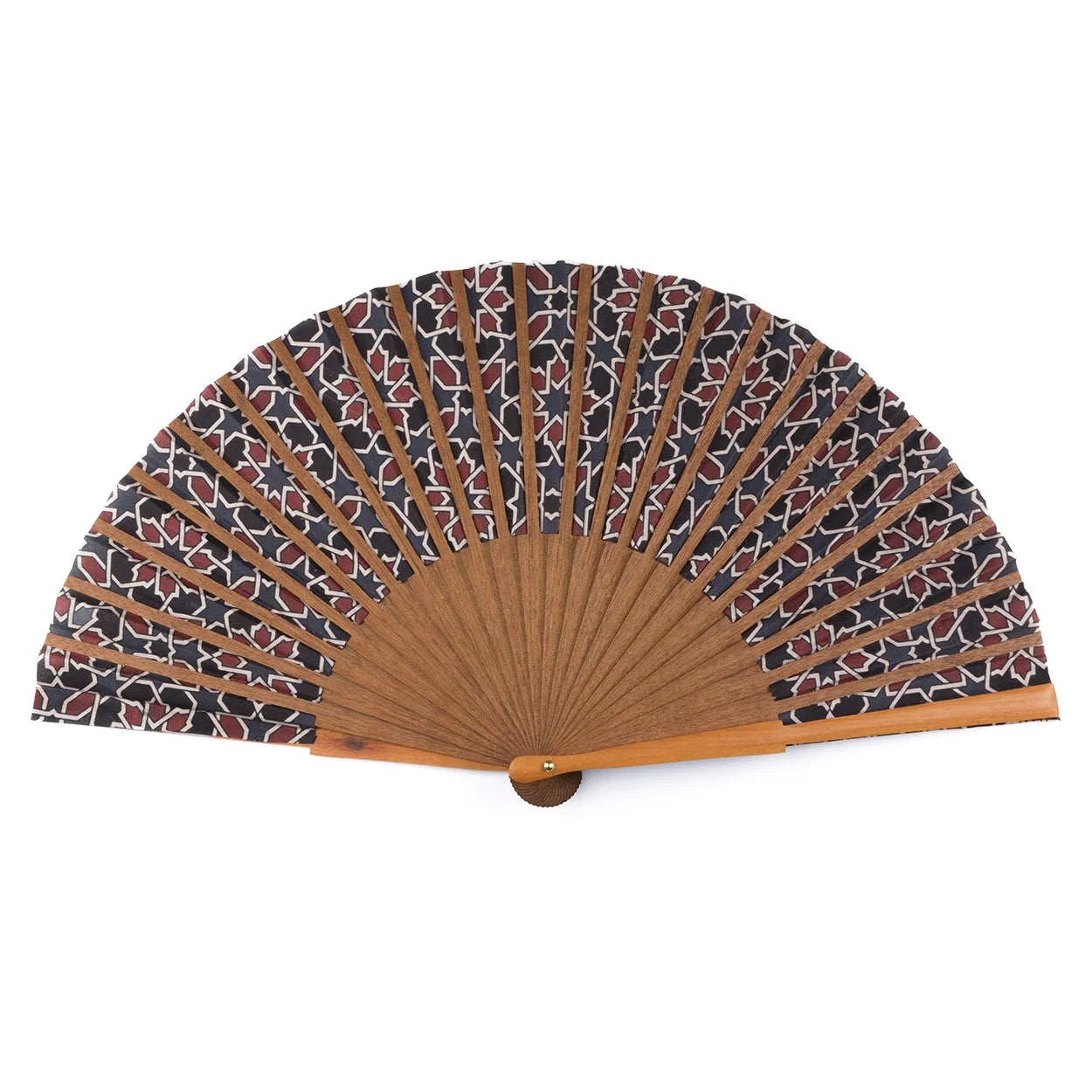 Islamic art blue and red silk fan