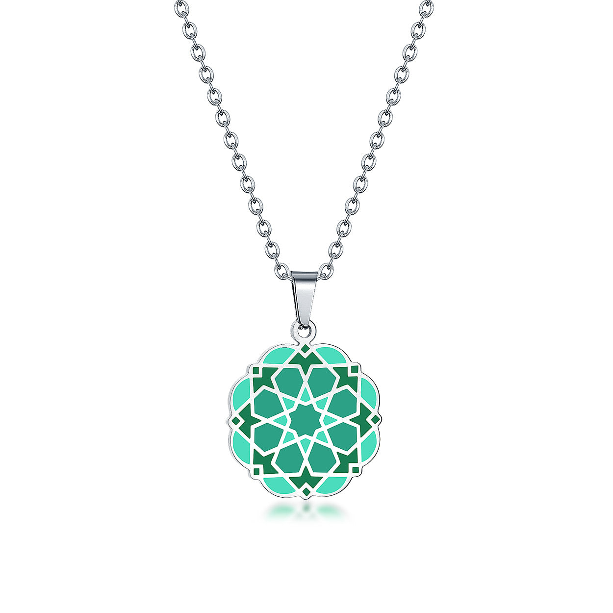 Moroccan tiles inspired green necklace