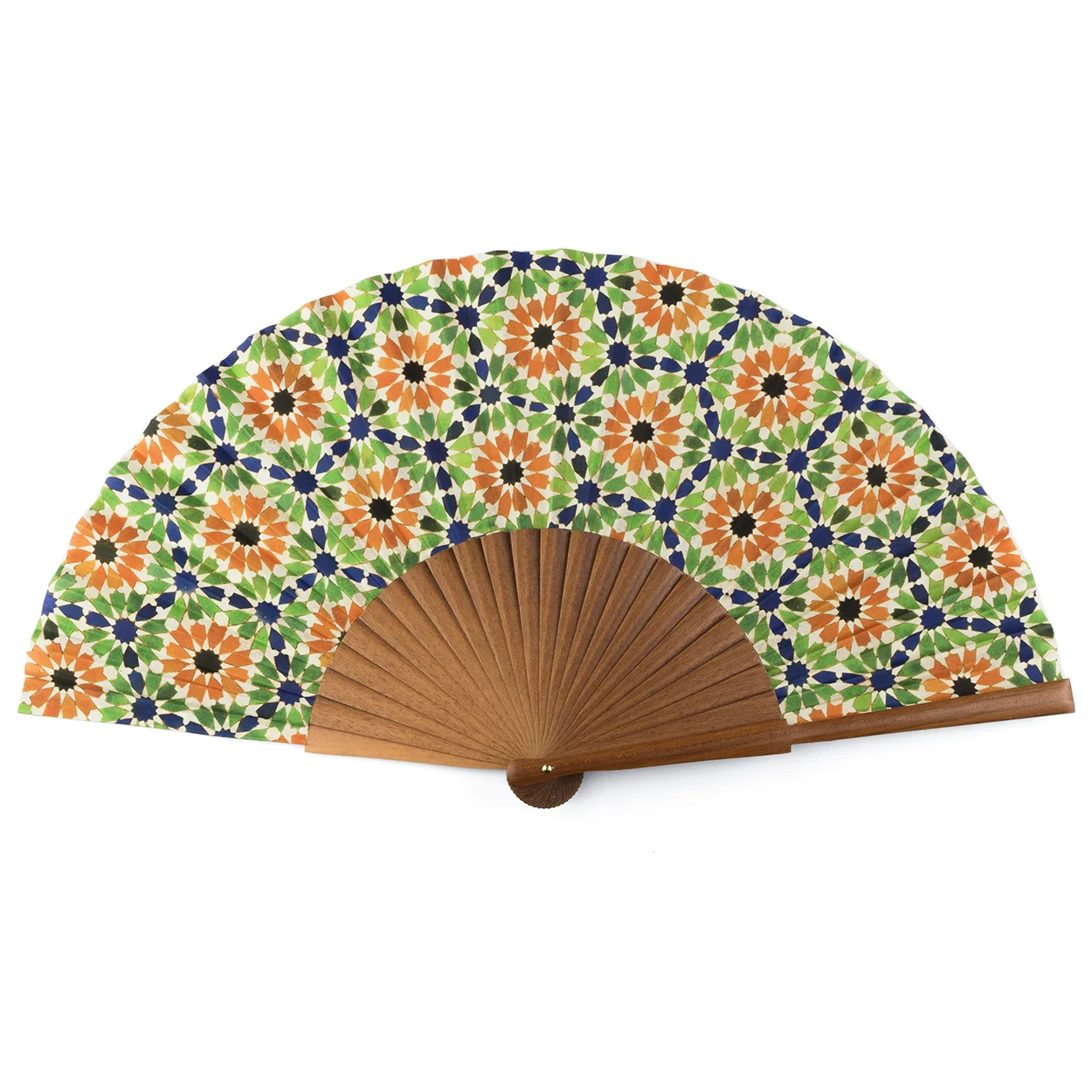 Multicolored silk fan inspired by Islamic Art