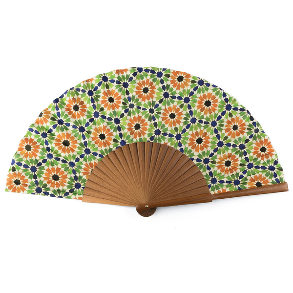 Multicolored silk fan inspired by Islamic Art
