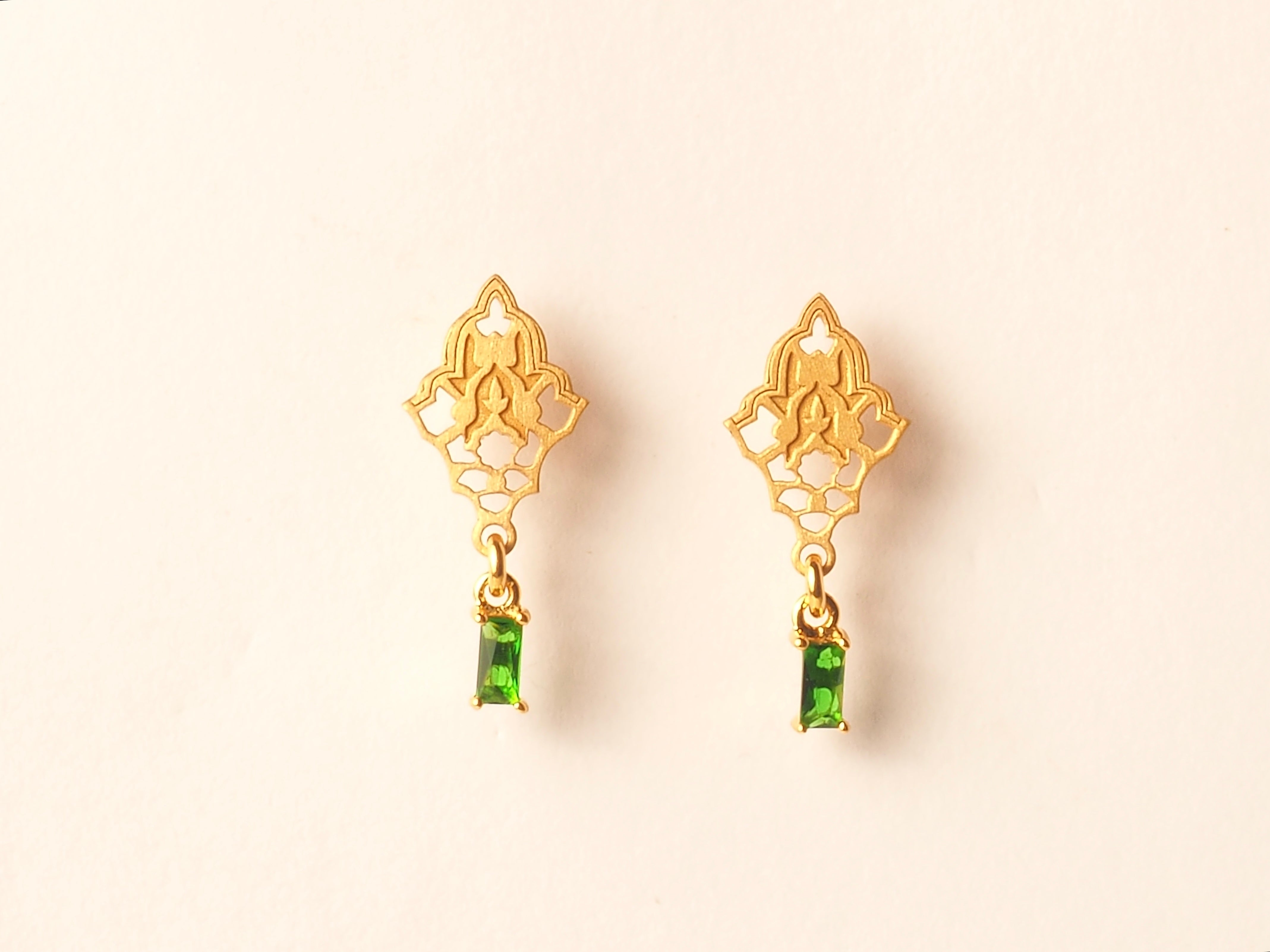 Small Emerald Gold Earrings