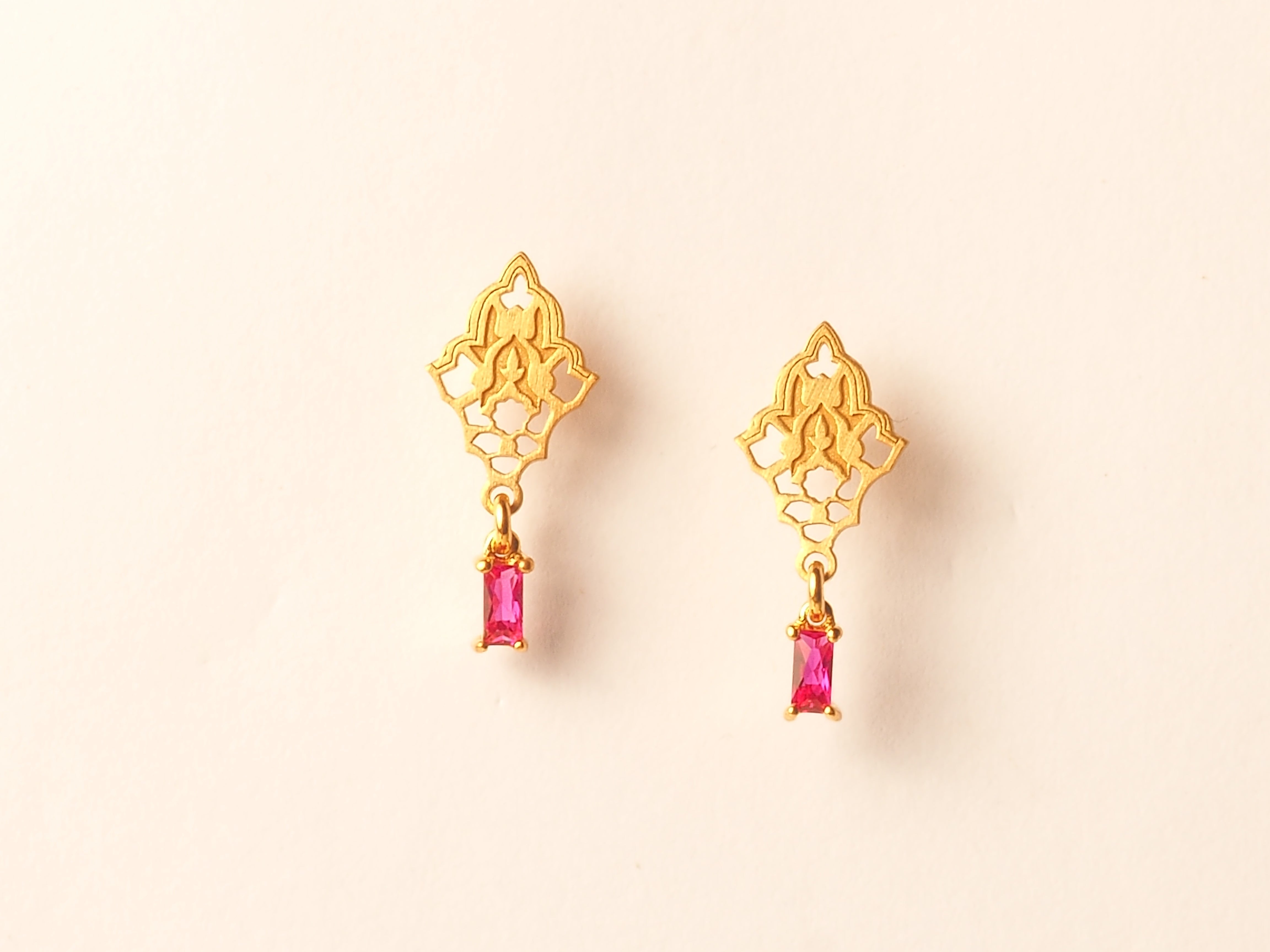 Small Ruby Gold Earrings