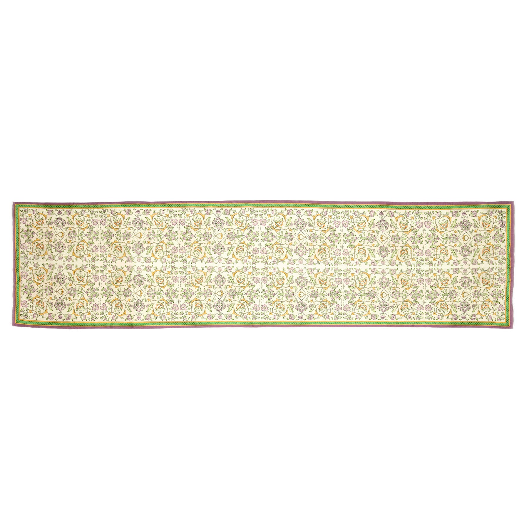 Beige Silk Scarf with Ottoman Print Halkar · Double-Sided, shown flat with the full print