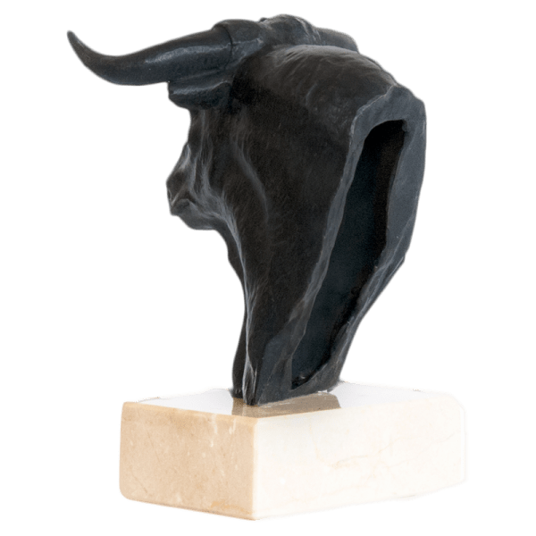 Bronze bull head on marble base limited edition