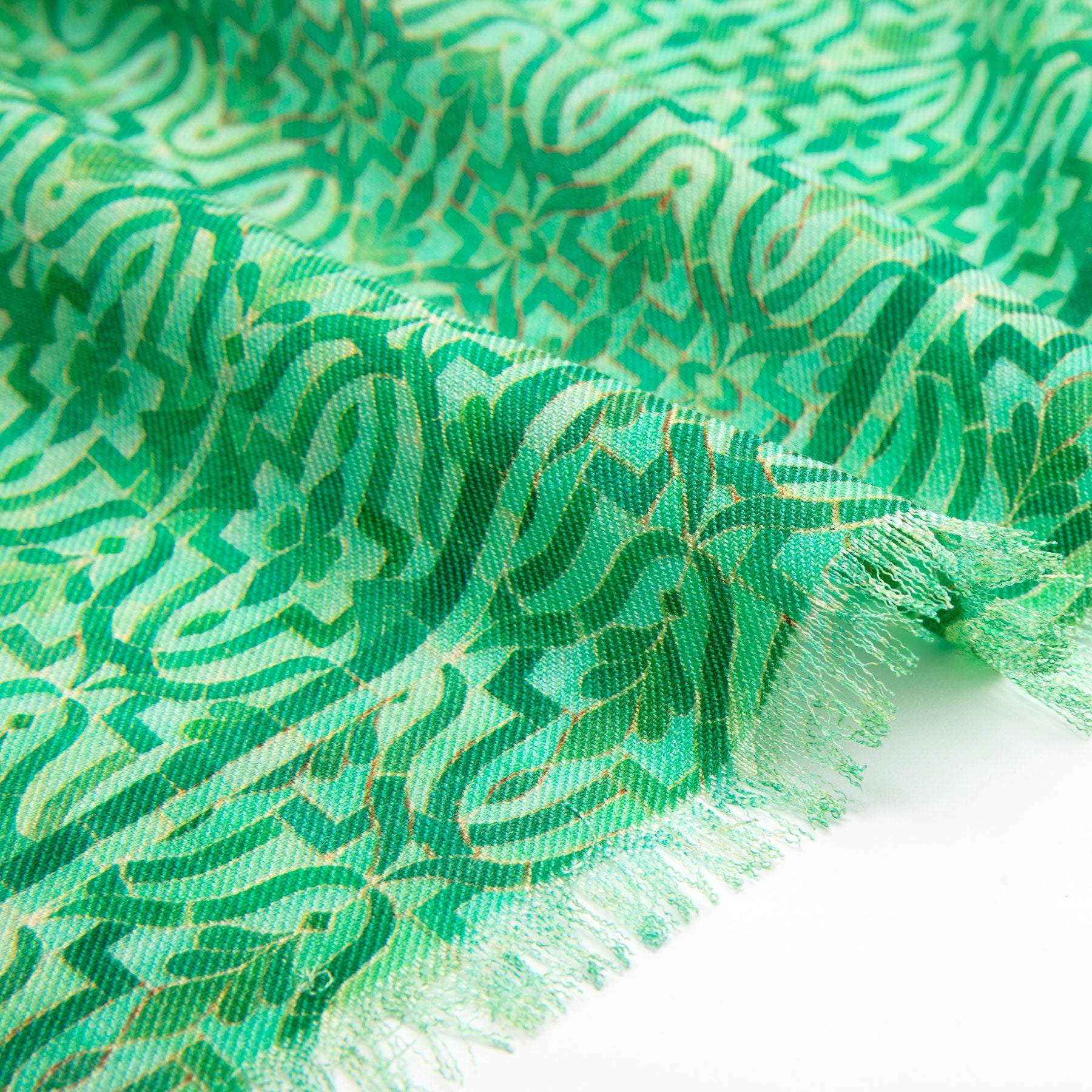 Green Silk and Wool Scarf Ahdar