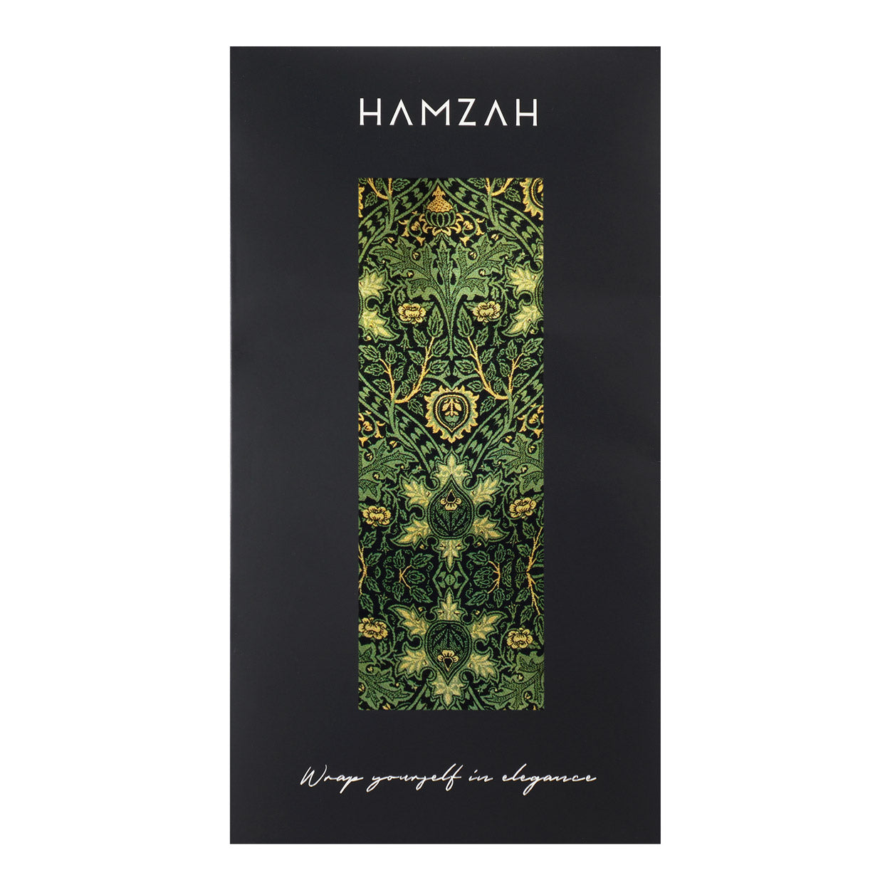 Hamzah black packaging for Green scarf