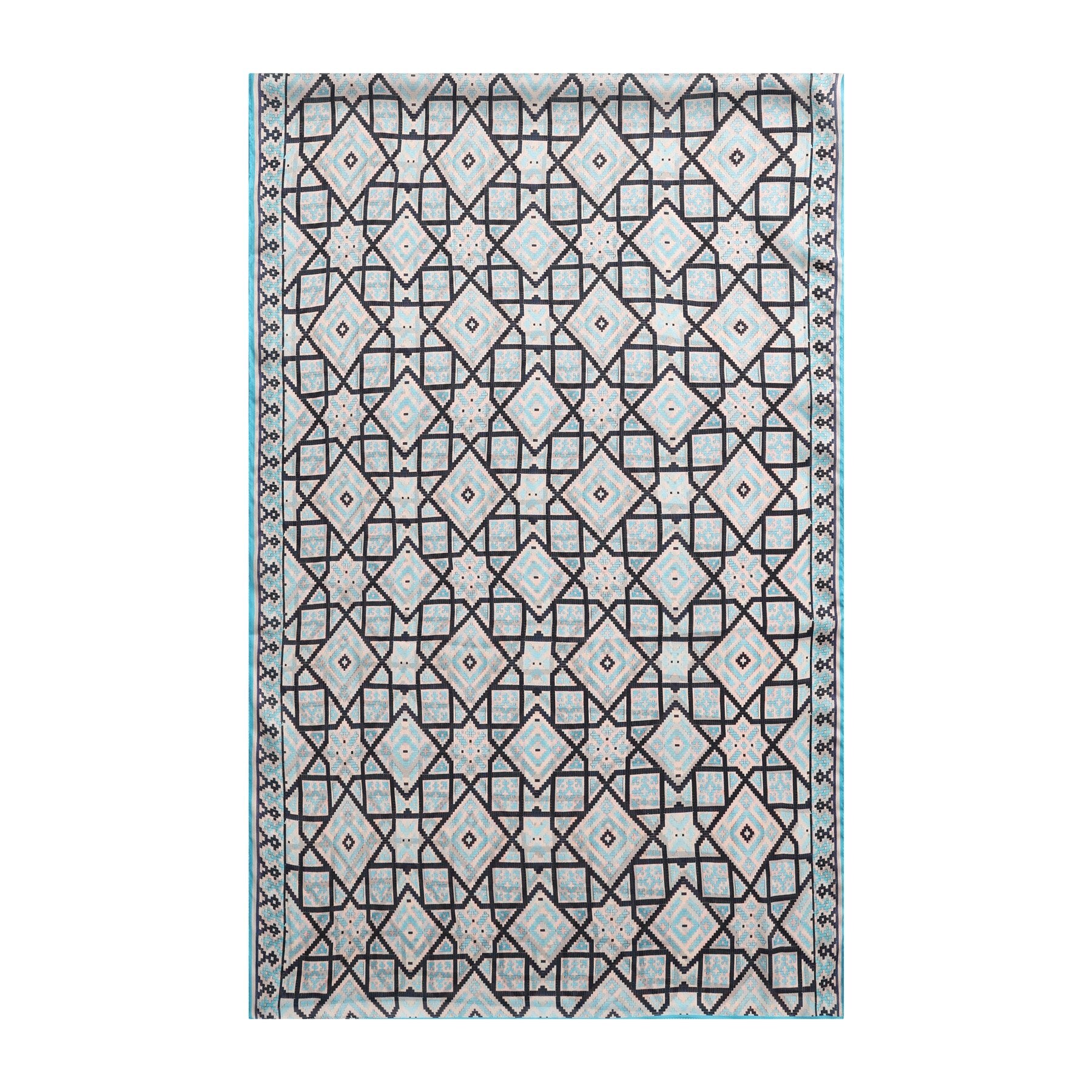 Pañuelo Harf – estampado de mosaico andalusí en marfil y negro, detalle 2