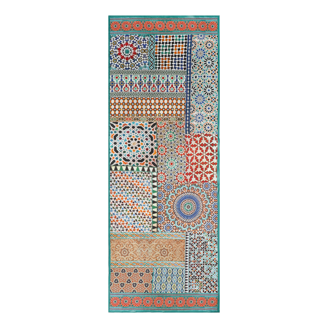 Full-length Moroccan Tiles Inspired Multicolor Scarf