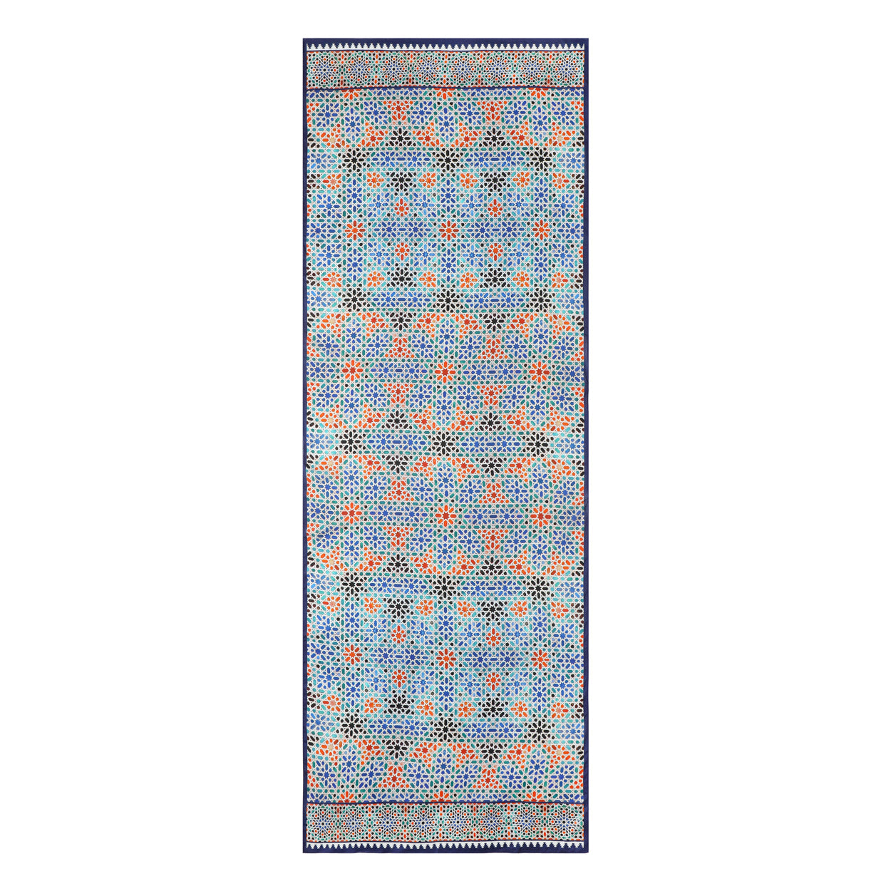 large multicolor scarf with moorish tiles inspired print