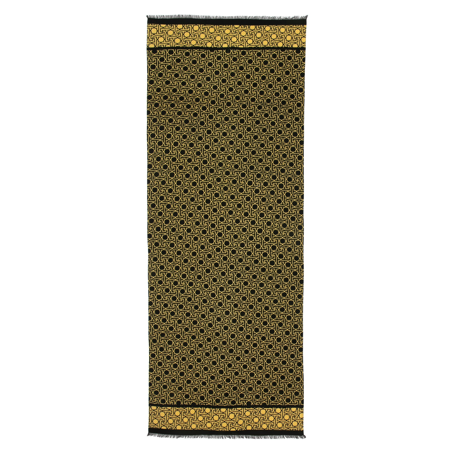 Silk Wool Black and Gold Scarf Rawdah V3