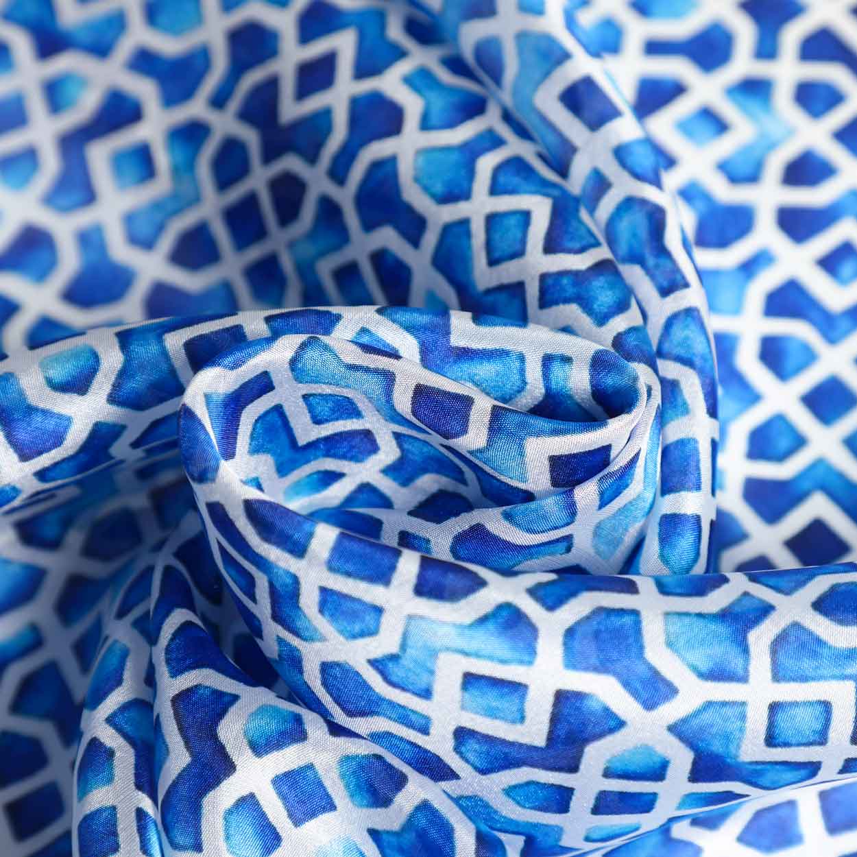 Oblong Blue Silk Scarf Alcazaba