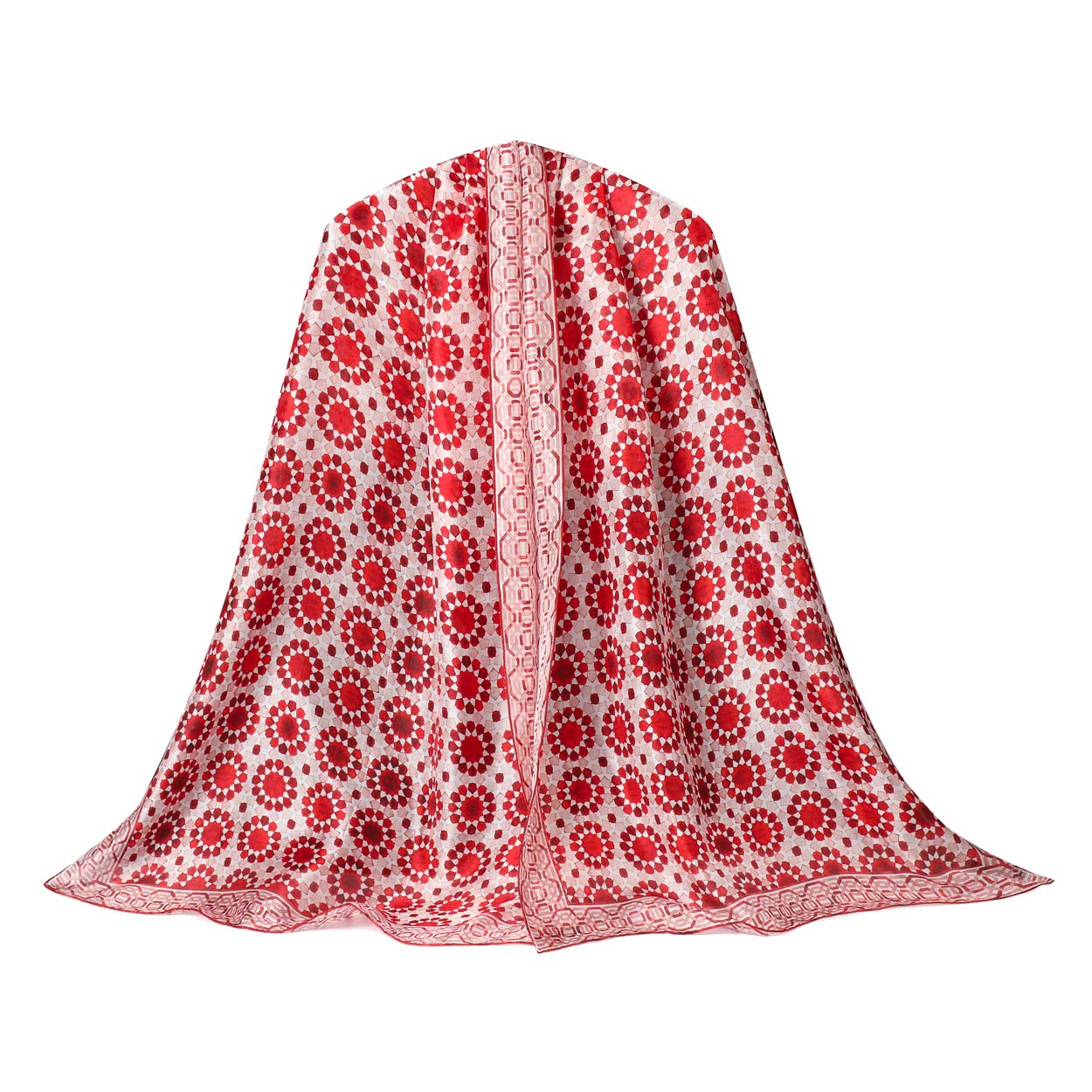 Moroccan Inspired Red Silk Scarf Najma