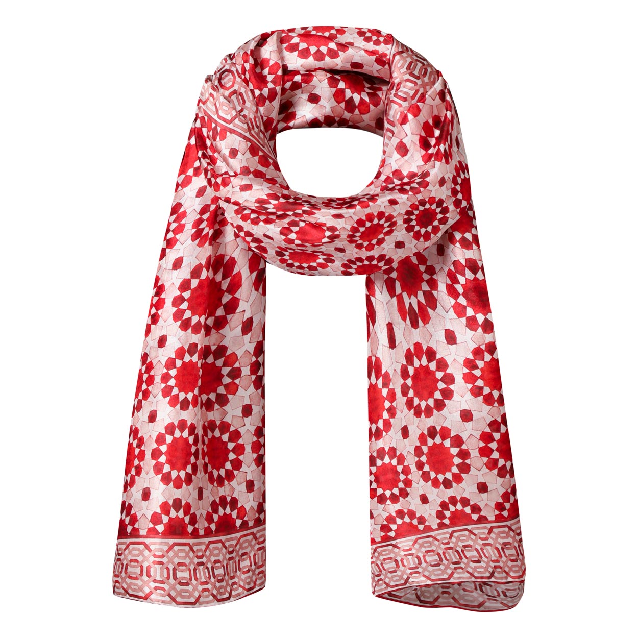 Moroccan Inspired Red Silk Scarf Najma