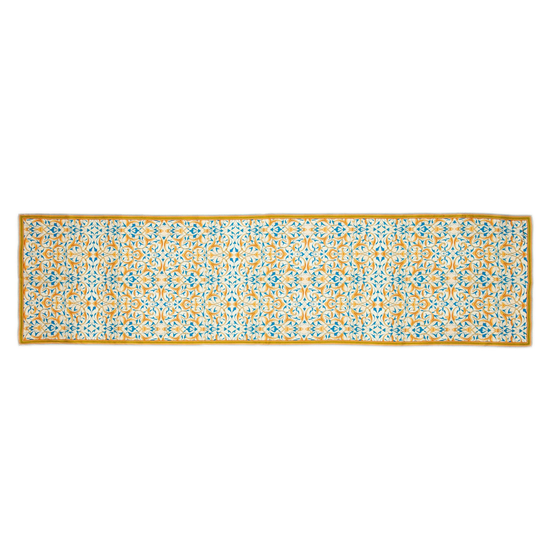 Turkish Print Inspired Silk Scarf Rumi · Double-Sided, shown flat with the full print
