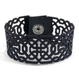 Black Laser Cut Leather Bracelet Islamic Art Inspiration