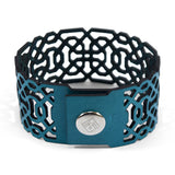 Blue Laser Cut Leather Bracelet Islamic Art Inspiration