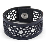 Black leather bracelet inspired by Moorish Tiles 