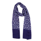 Blue and gray scarf with stars print inspired by Islamic art