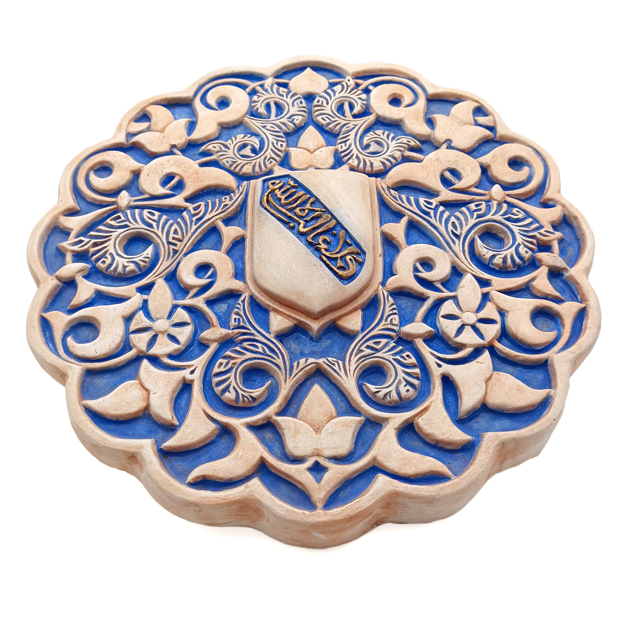 Islamic art inspired wall hanging artwork made with carved plaster