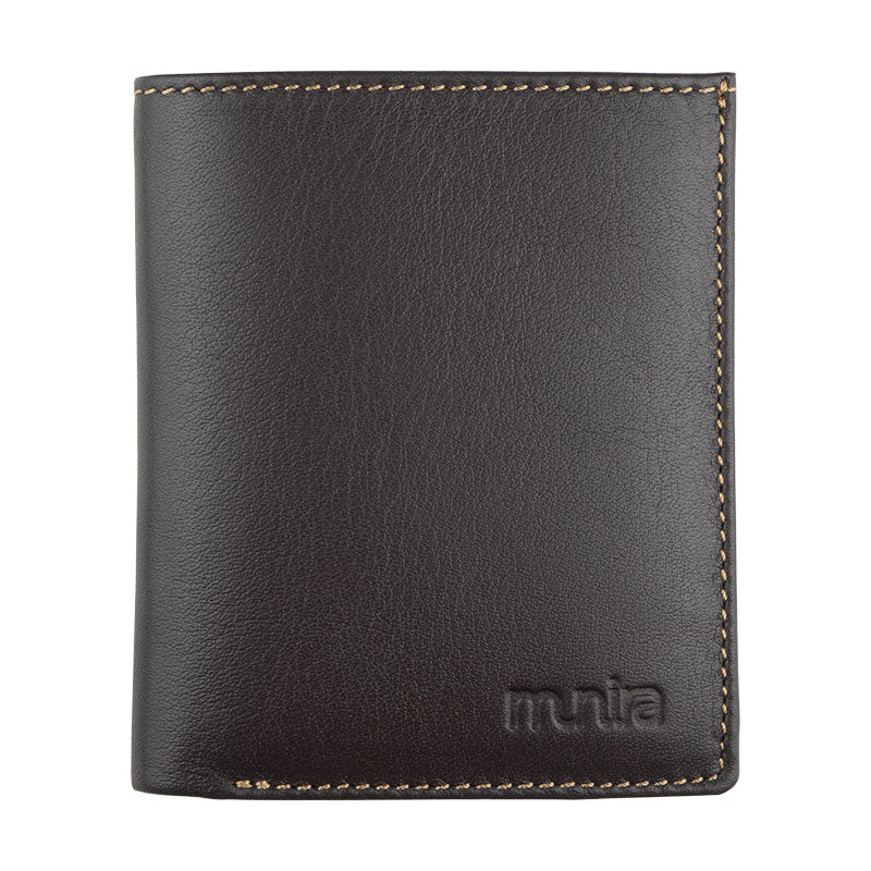 Slim dark brown leather wallet