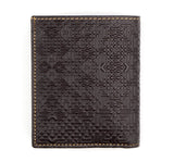 Dark brown leather wallet embossed with islamic art pattern