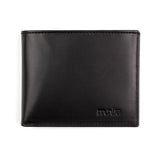 Black bifold leather wallet. Minimal design for men's