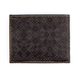 Dark brown bifold leather wallet embossed with islamic art pattern